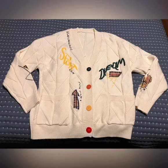 Cable Knit Long Sleeve Open Front Cardigan Sheep V-Neck Button Down Sweater - Picture 5 of 15